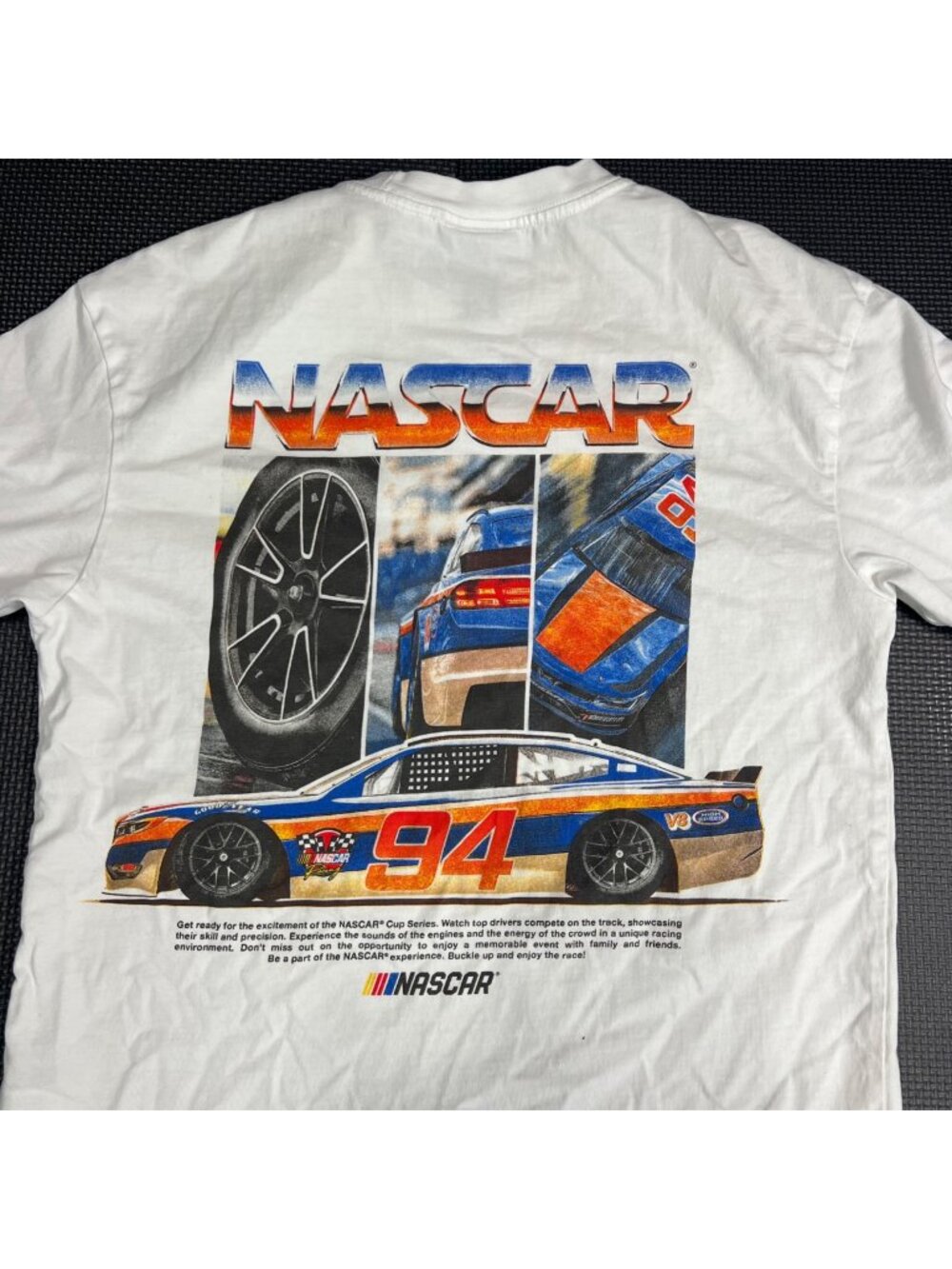 White NASCAR Graphic Tee Loose Fit By H&M Size XS 94 Racing Design Made In Bangl